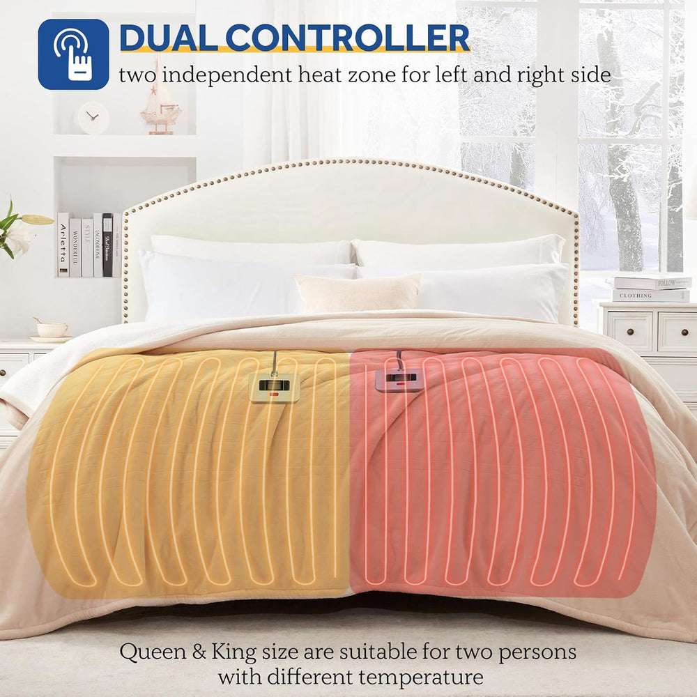 Sealy Electric Blanket Queen Size Heated Dual Control Auto Shutoff 84"x9...