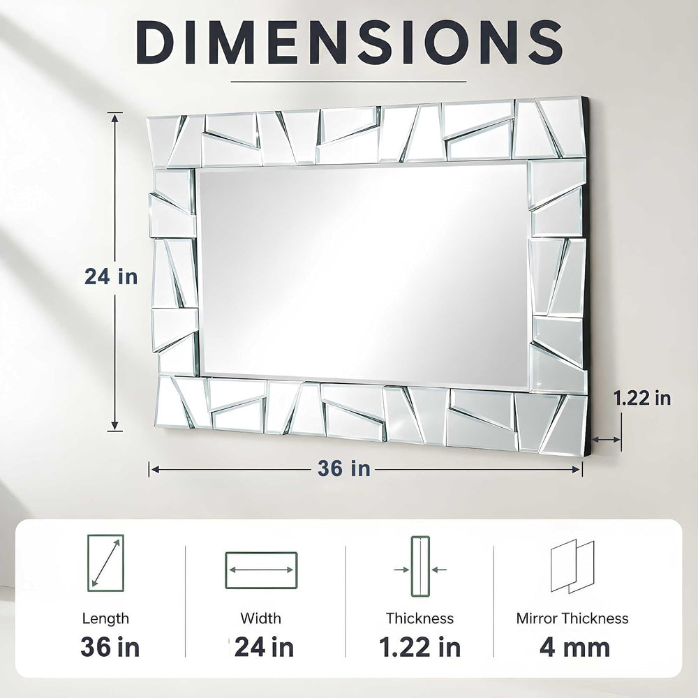 Chende 3D Modern Decorative Mirrors for Wall, 36" x 24" Living Room...