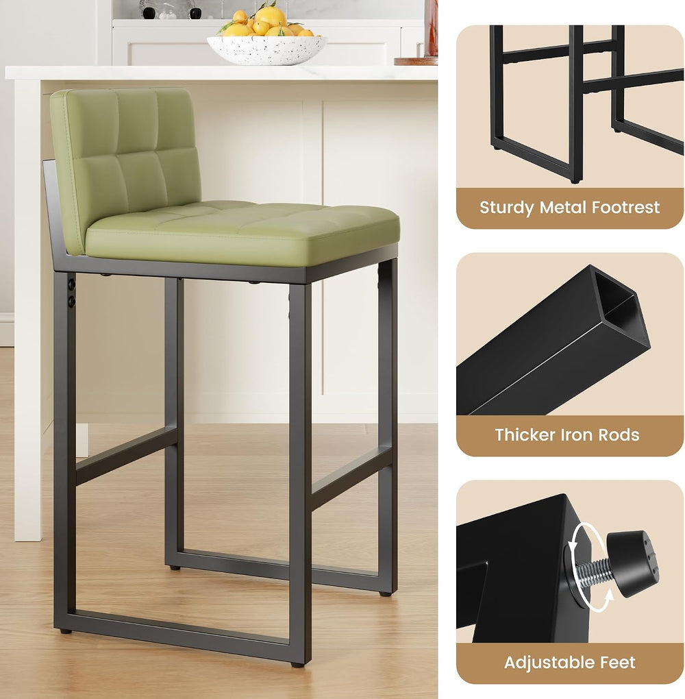 Bar Stools Set of 5, Modern Counter Height Bar Stools, Green