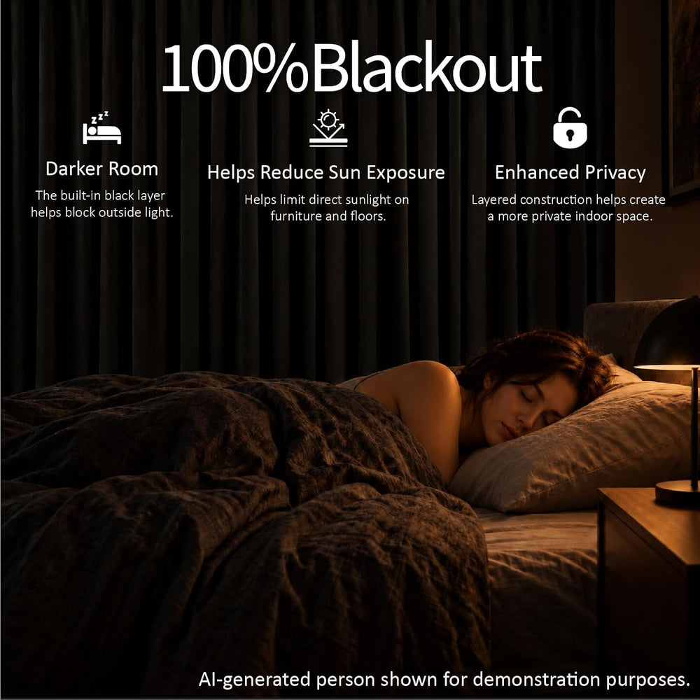Faux Linen Blackout Curtains for Bedroom 108 Inches Long, 2 Panels