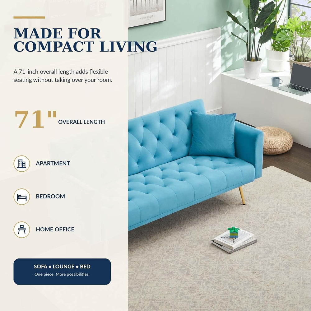 Majnesvon 71" Convertible Folding Sleeper Sofa Couch,Modern Velvet Loves...