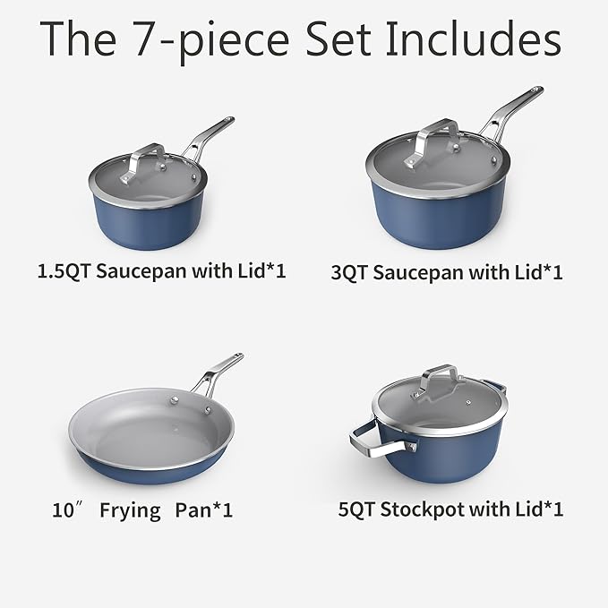 7-Piece Ceramic Nonstick Cookware Set