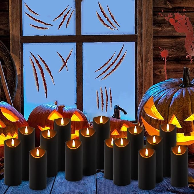 24 Pack Halloween Decoration Flickering Flameless Candles, Battery Operated L...
