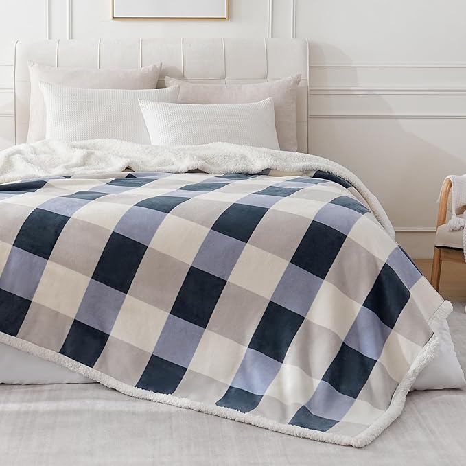 PU MEI Sherpa Throw Blanket Reversible Large Big King Size Flannel Blankets