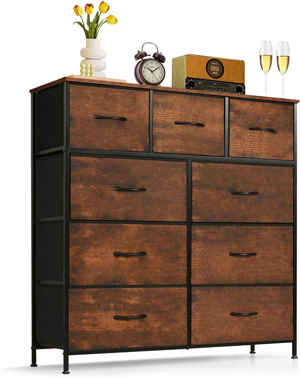 9-Drawer Dresser for Bedroom, Anti-Tip Tall Storage Organizer