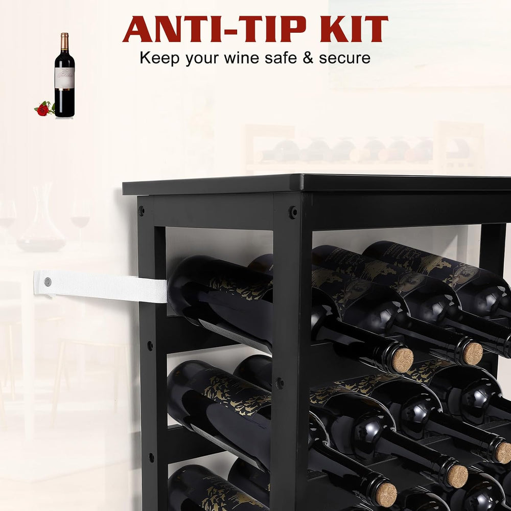 Bamboo Wine Rack Freestanding Floor, 7-Tier 42-Bottle Wine Storage Shelf with...