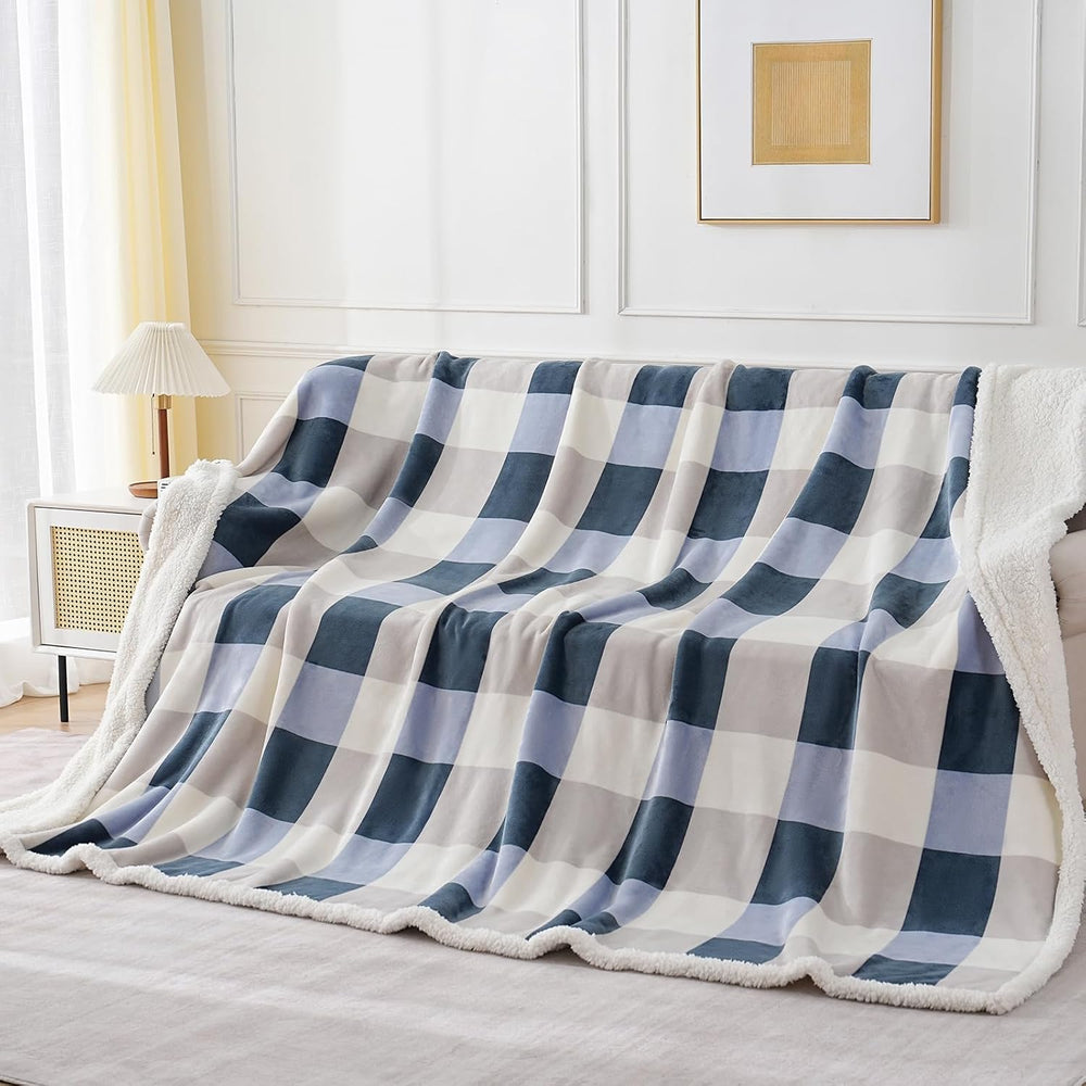 PU MEI Sherpa Throw Blanket Reversible Large Big King Size Flannel Blankets