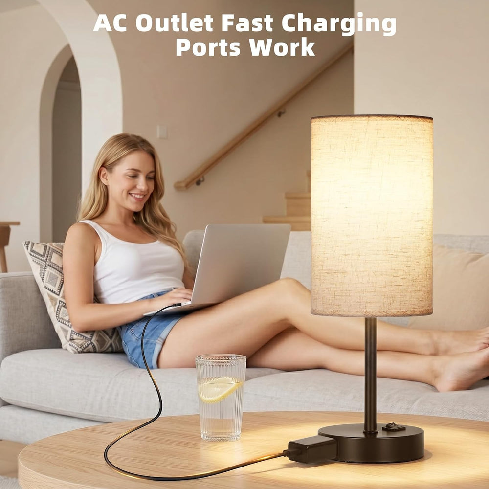 ZJOJO Table Lamp Set of 2, 13.8" Bedside Small Lamp for Bedroom Nightstand