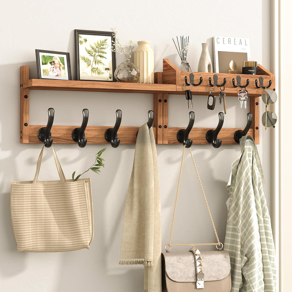 Evermagin 29" Coat Rack Wall Mount with Shelf, 4 in 1 Wall Mounted Coat ...