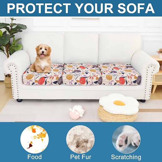 Smiry Printed Couch Cushion Covers, Stretch Soft Couch Covers
