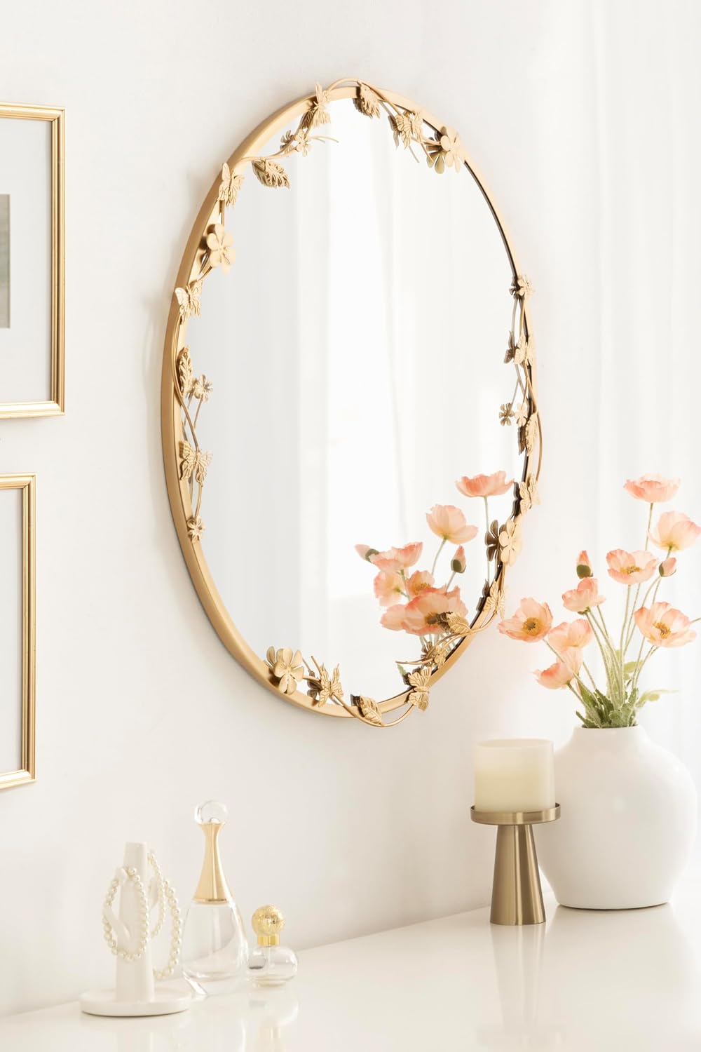 Kate and Laurel Rosella Modern Ornate Round Wall Mirror, 26 Inch Diameter, Go...