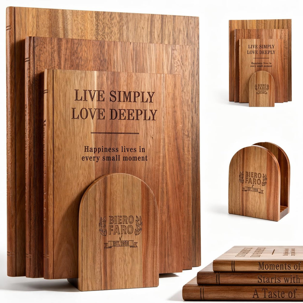Book cutting board Set of 3, Acacia Wood Chopping Board