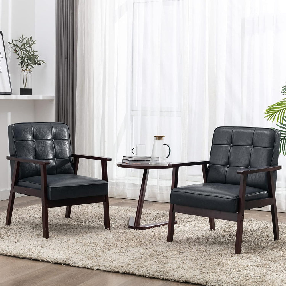 Okeysen Accent Chairs Set of 2, Mid Century Modern Accent Chair, Retro Wood a...