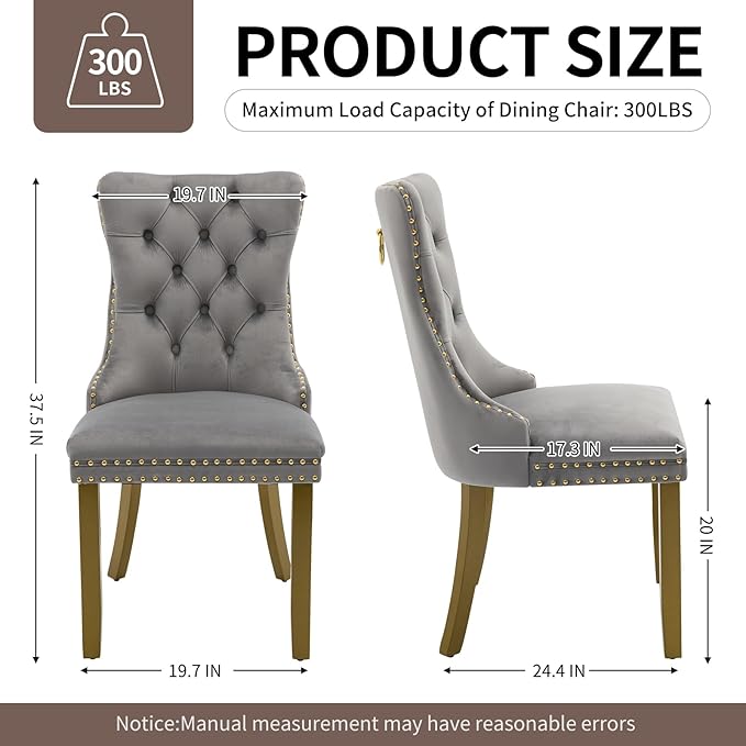 Velvet Dining Chairs Set of 4, High-end Tufted Upholstered Dining Chair with ...