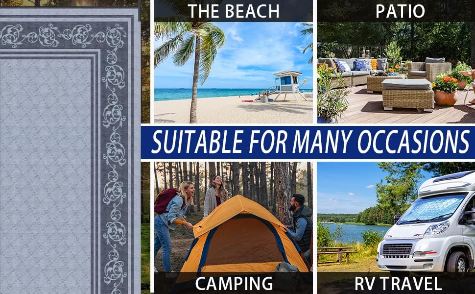 EEZ RV Products 9x18VG Heavy Duty Reversible/Durable Outdoor Patio/RVing Mats...