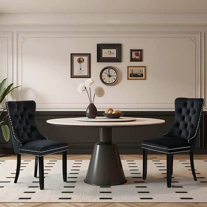 Velvet Upholstered Dining Chairs Set of 8, Modern Style Kitchen Side Chairs w...