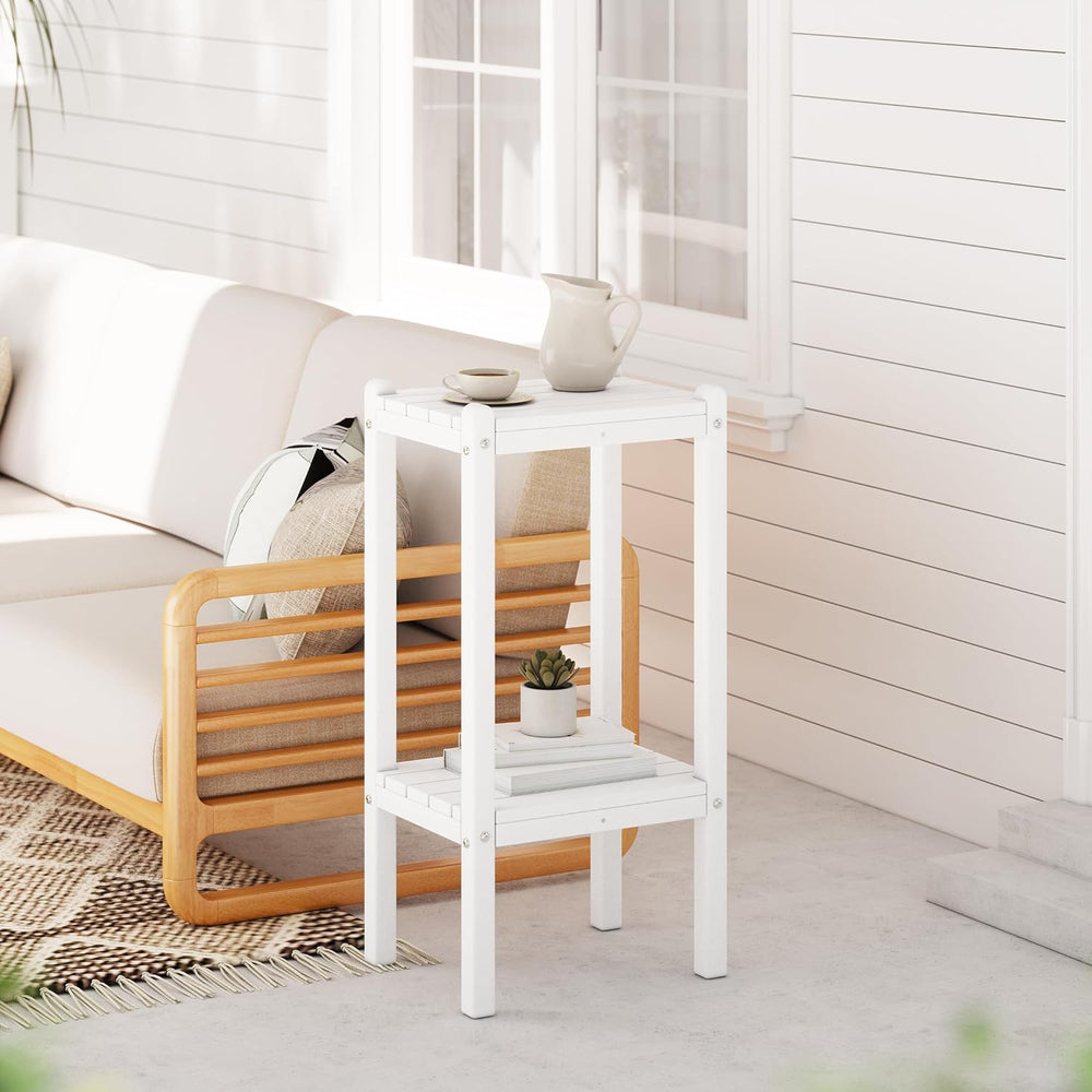 Costaelm Outdoor Side Table, 2-Tier Small Patio Coffee Tables for Outside, Ou...
