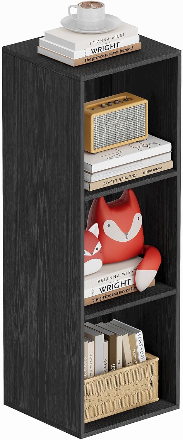 Book Shelf, Wooden Cube Storage Organizer with 11" Open Cubes, Stackable...