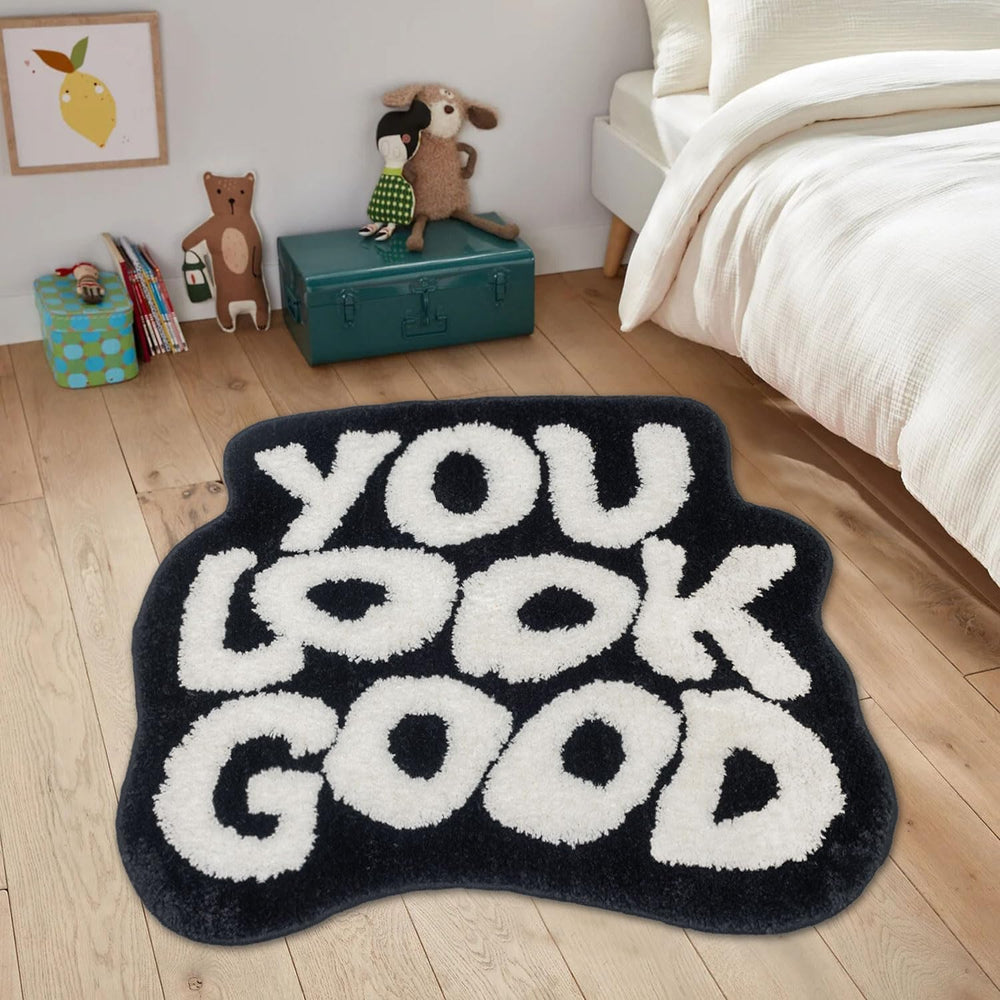 Large You Look Good Rug Black Bath Mats for Bathroom, Cute Bathroom Rugs Non ...