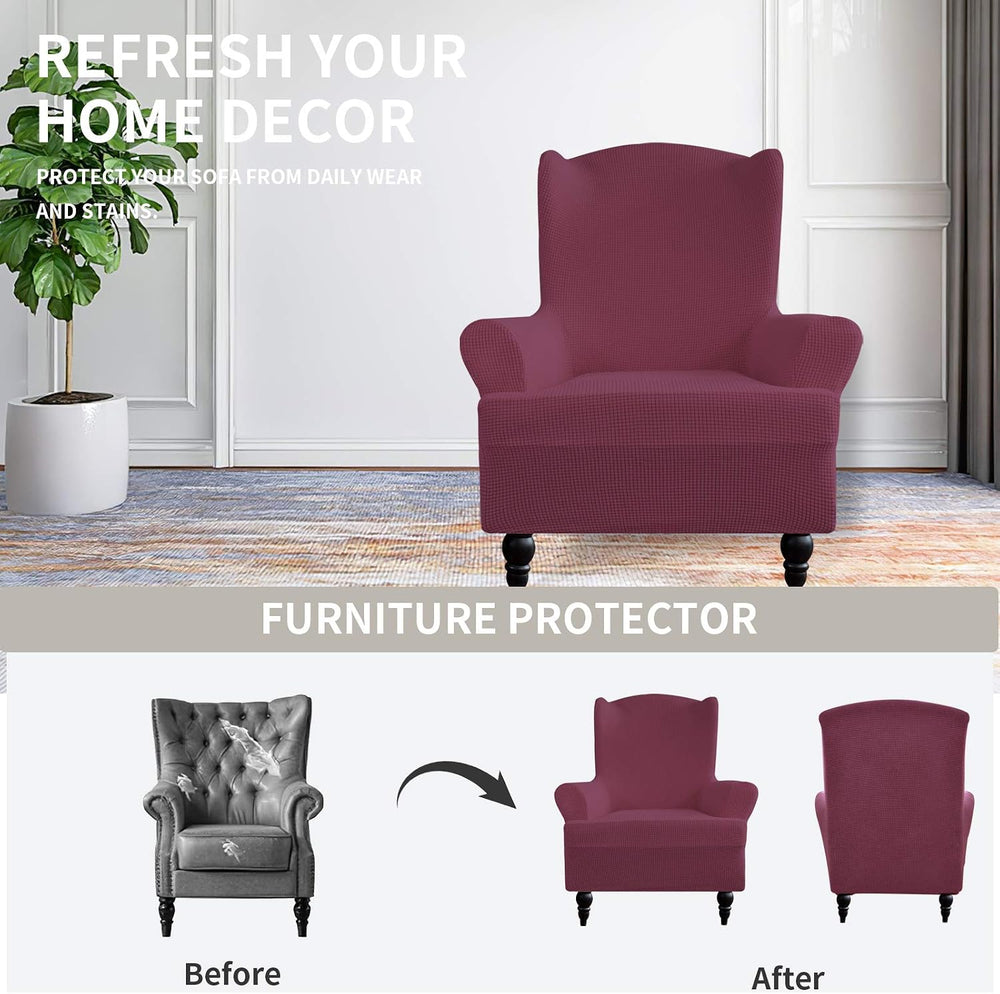 Easy-Going Stretch Wingback Chair Sofa Slipcover ASH Rose