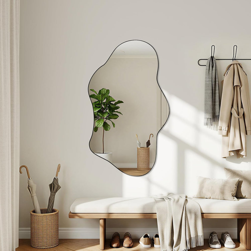 Irregular Wall Mirror, 22"x32" Wavy Cloud Bathroom Vanity Mirrors
