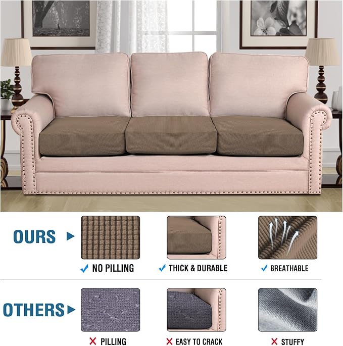 H.VERSAILTEX Super Stretch Individual Seat Cushion Covers Sofa Covers Couch