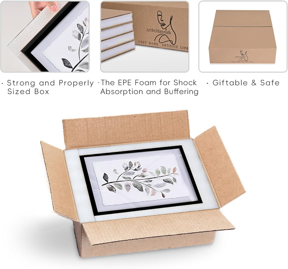 ArtbyHannah Framed Bathroom Wall Art Decor, 12x16'' Botanical Leaf Pr...