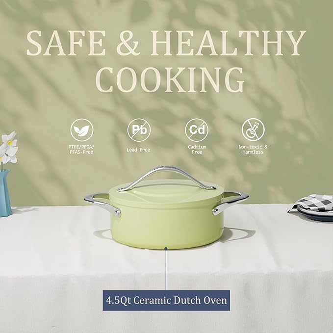 CookinCraze 4.5qt Ceramic Dutch Oven Pot