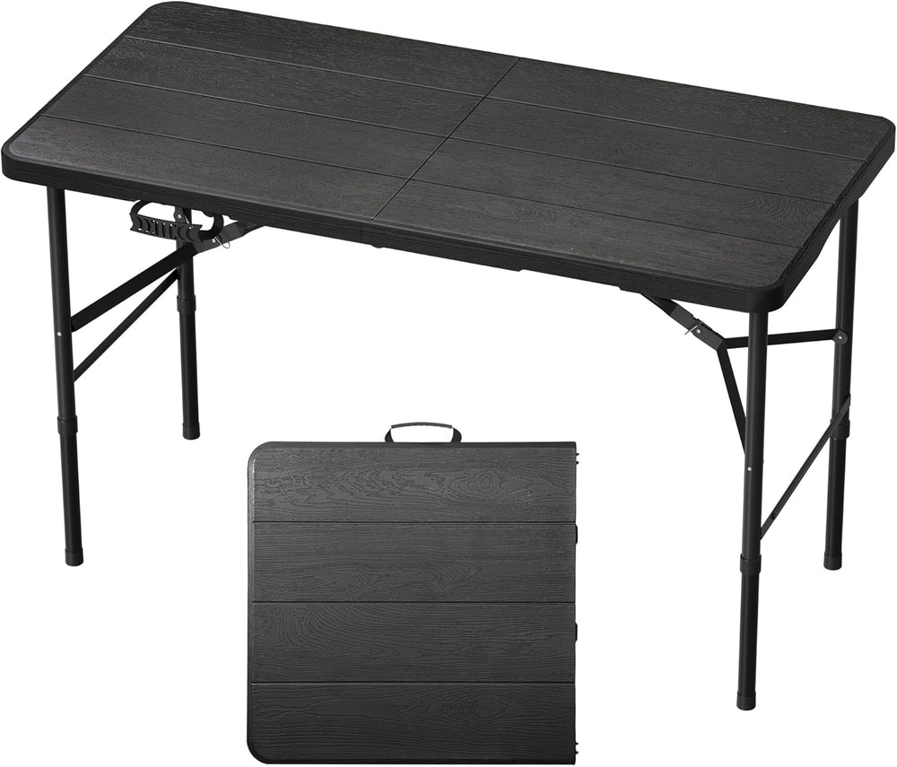 4Ft Folding Table Portable Folding Tables Heavy Duty 400 lbs Capacity, Wood G...