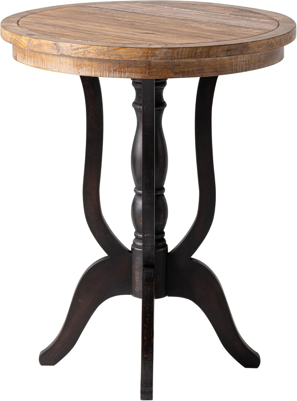 Rustic Accent End Table, Farmhouse Side Table with Natural Top for Family, Di...