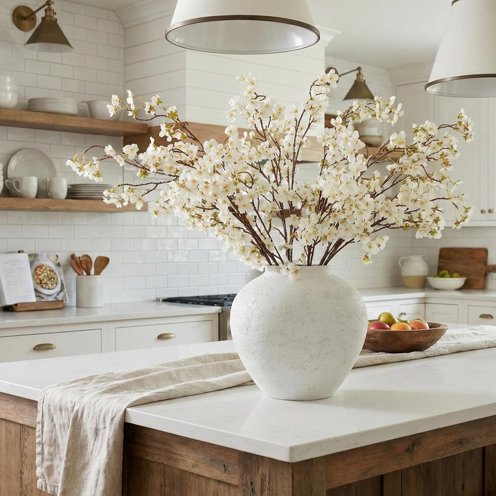 White Cherry Blossom Branches โ 6 Pcs 33.5" Long Stem Artificial Flowers