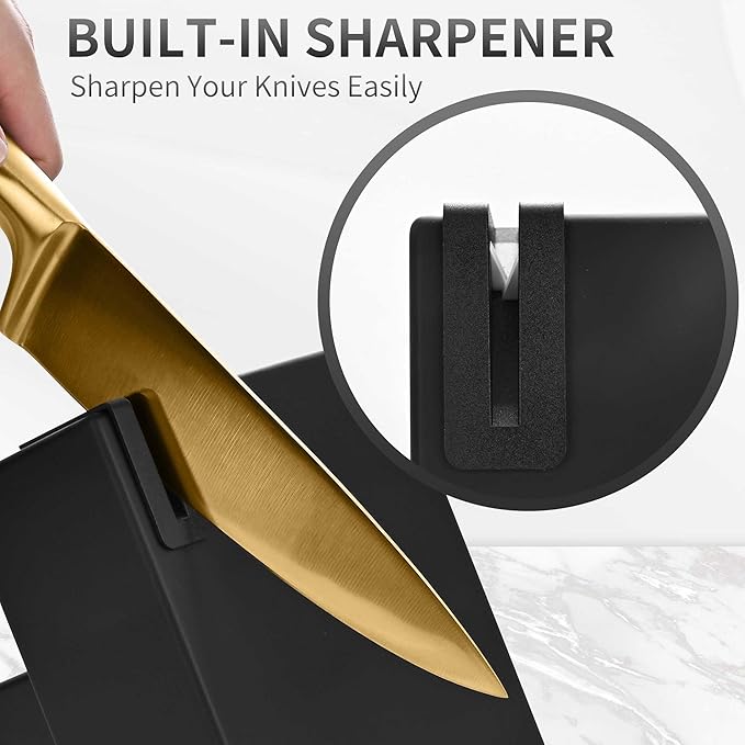 15-Piece Gold Kitchen Knife Block Set