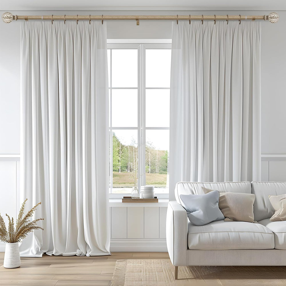 QDWIS 2 Pack Boho Wood Curtain Rods for Windows 28 to 48 inch,1" Adjusta...