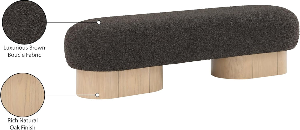 Meridian Furniture 22001Brown Robertson Collection Art Deco Bench with Luxuri...