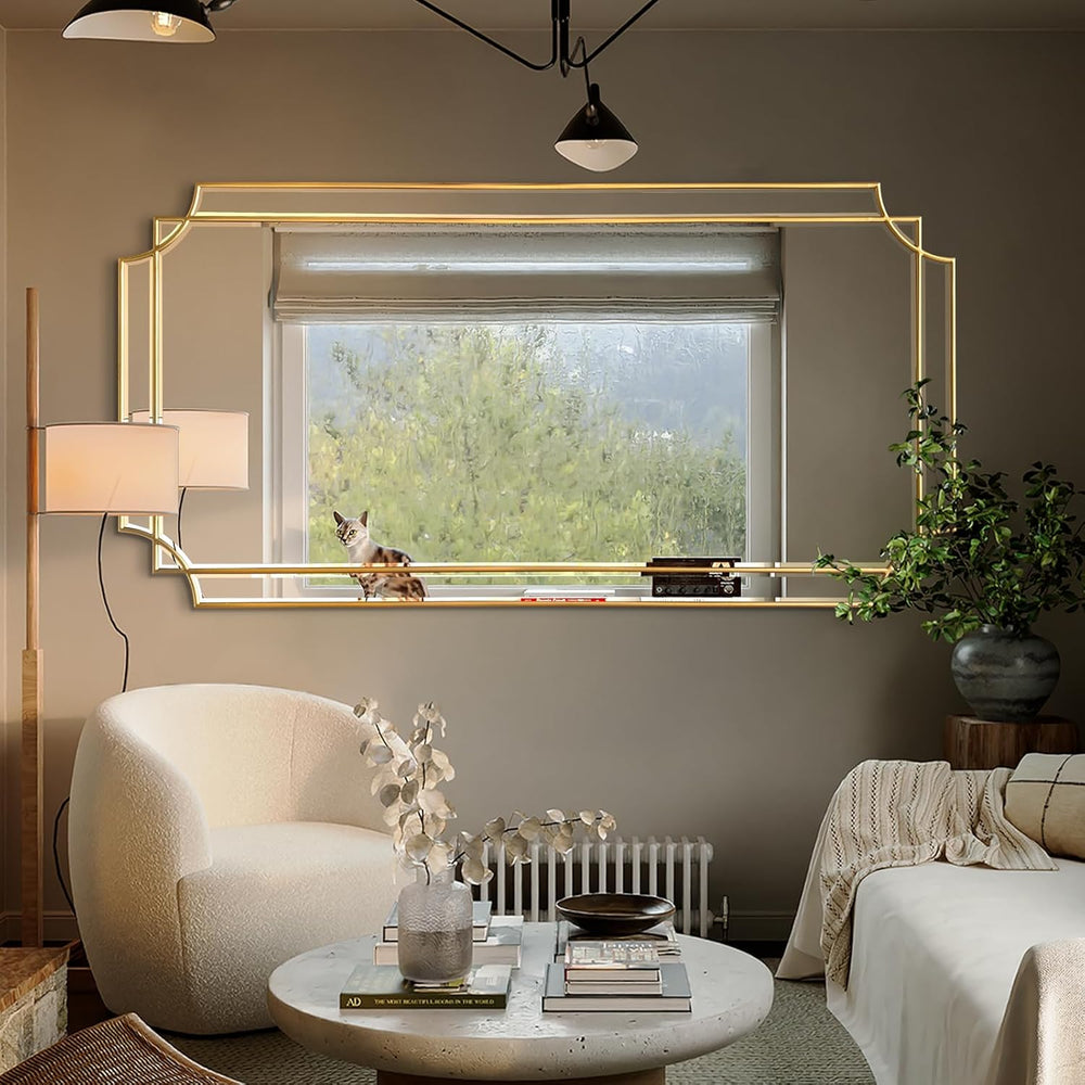 HQiJun Gold Full Length Mirror for Wall, 59" x30" Wooden Framed, Po...