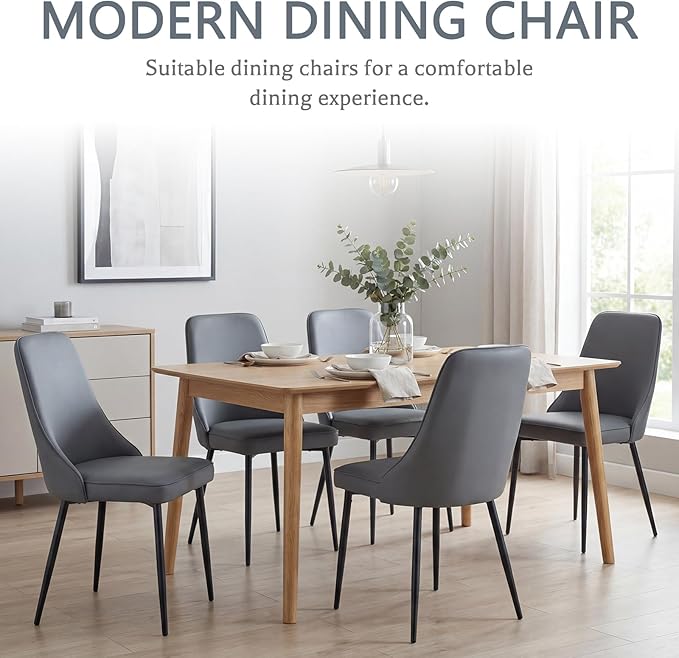 Modern Dining Chairs, Faux Leather Upholstered Dining Room Chair Kitchen Chai...