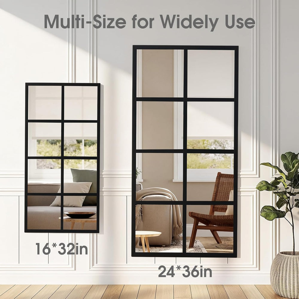 DUMOS Wall Mirrors 16" x 32", Set of 2 Rectangle Window Pane Decora...