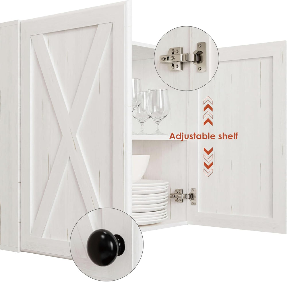 Furnaza Farmhouse 60" W Large Wall Cabinets with Adjustable Shelf | Uppe...