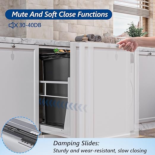 Insputer 8 Gal Pull Out Trash Can Under Cabinet, Heavy Duty Under Sink Garbage
