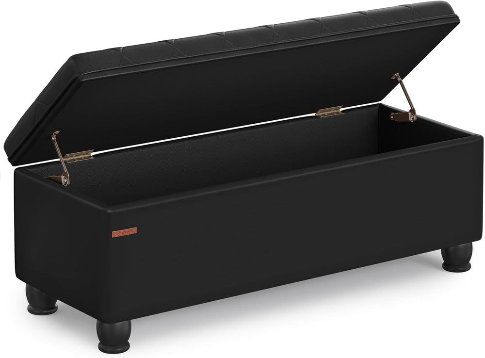 SONGMICS Storage Ottoman, 46.5 Inches Long Bed End Stool, Solid Wood Legs | B...
