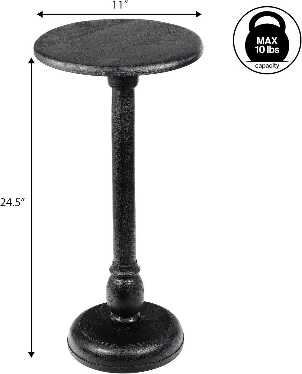 JONATHAN Y Leopold Solid Mango Wood Round Pedestal Drink Table, 24.5" Ta...