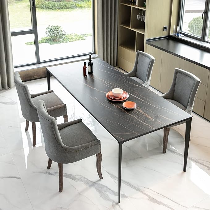 Gray Dining Chairs Set of 4, Kitchen & Dining Room Chairs, Fabric Upholst...