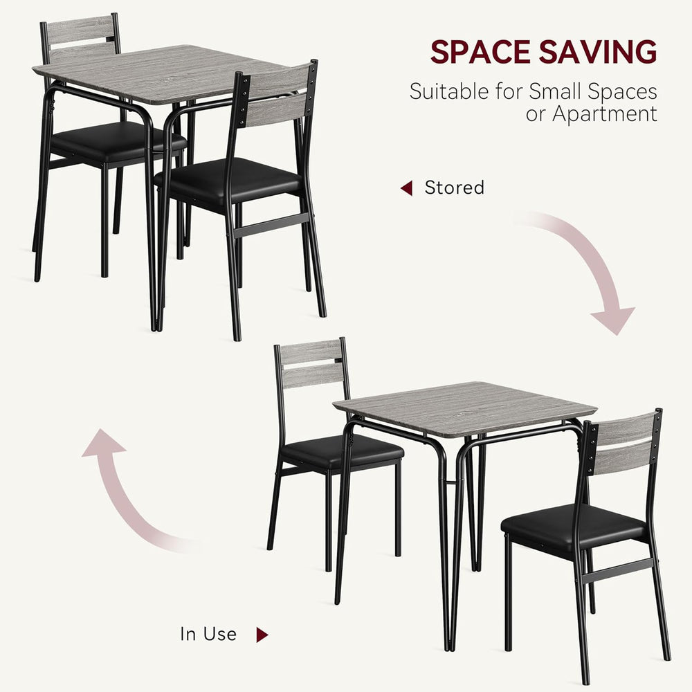GarveeHome Dining Table for 2, Small Table and Chairs Set of 2, Square Dinett...