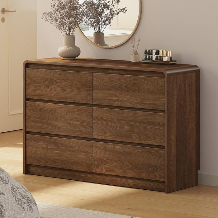 Modern 6 Drawer Dresser, 47-Inch Wood Chest of Drawers for Bedroom