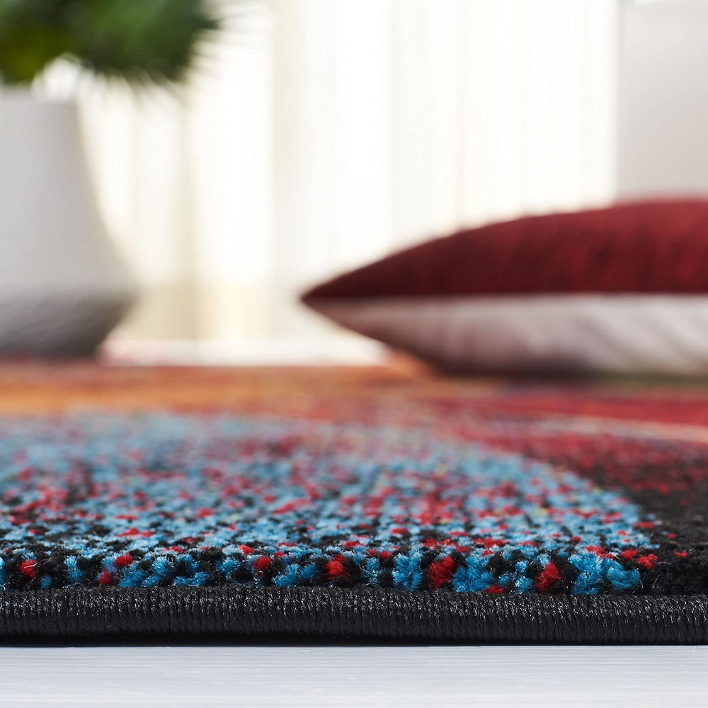 SAFAVIEH Glacier Collection Area Rug - 9' x 12', Red & Green, Mod...