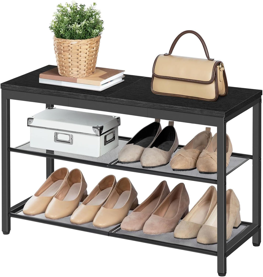 HOOBRO Shoe Bench, 3-Tier Shoe Rack, Industrial Shoe Organizer Storage Bench,...