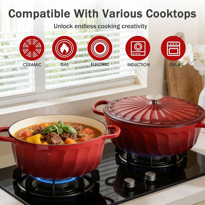 6 QT Enameled Cast Iron Dutch Oven