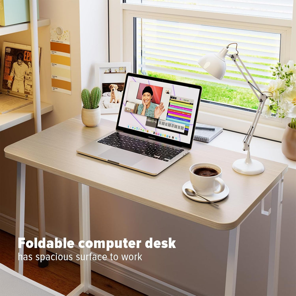 WOHOMO Folding Desk, Small Foldable Desk 31.5" for Small Spaces, Space S...