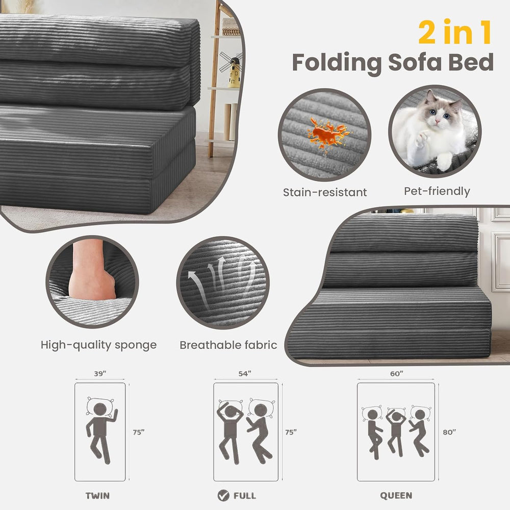 JUIKURY Folding Sofa Bed, Convertible Sleeper Chair with Pilow Foldable Matre...