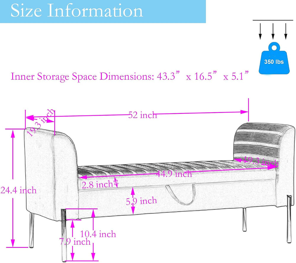 ALISH Storage Bench,Upholstered Storage Ottoman Bench,Modern Bed Bench Entryw...